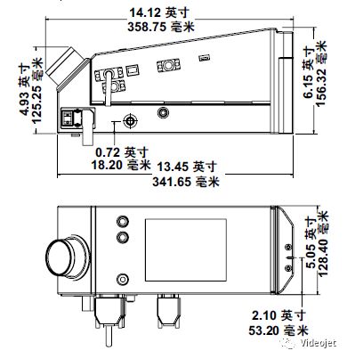 Videojet 2351与2361装备尺寸图